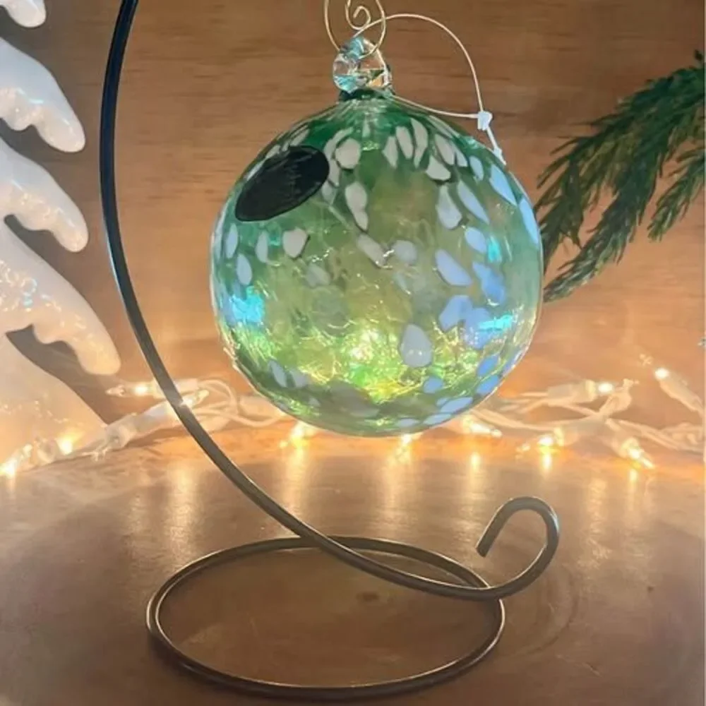 Handblown Murano Glass Witch Ball Ornament new with tags 3.5”